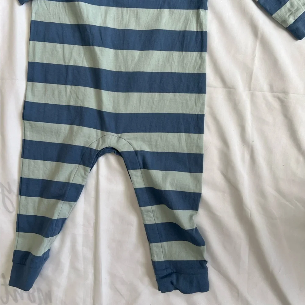 Baby GAP Blue Striped Long Sleeve One Piece Polo Size 18-24 Months